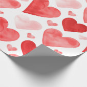 Harten - Rode Waterverf Harten Cadeaupapier (Hoek)