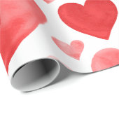 Harten - Rode Waterverf Harten Cadeaupapier (Rol Hoek)