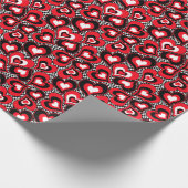 Harten rode zwarte witte Valentijnsdag Cadeaupapier (Hoek)