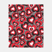 Harten rode zwarte witte Valentijnsdag Fleece Deken (Voorkant)