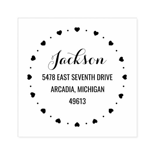 Harten Ronde retour adres Rubber stempel (Afrduk)