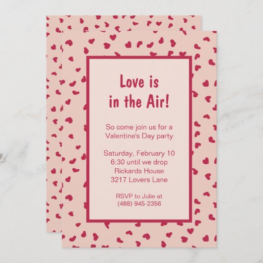 Harten rondom Peach Valentijnsdag Party Kaart (Voorkant / Achterkant)