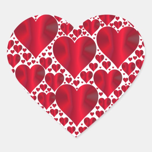 Harten, rood en glanzend hart sticker (Voorkant)