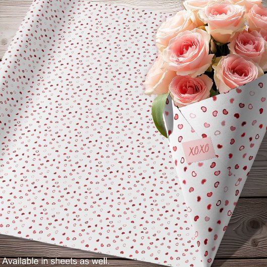 Harten - Rood en Roze Ombre op Wit-Rollen Cadeaupapier