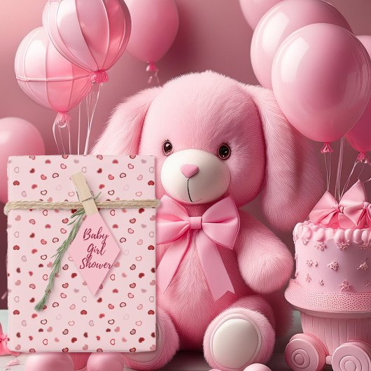 Harten - Rood op Licht Roze Ombre Inpakpapier Vel