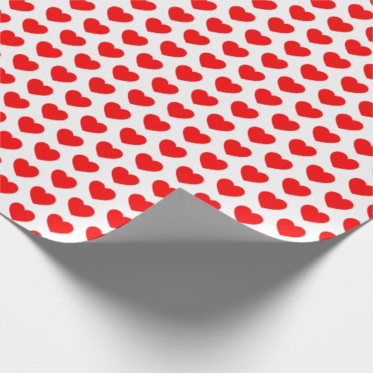 Harten, rood op wit omslagpapier cadeaupapier (Hoek)