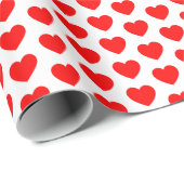 Harten, rood op wit omslagpapier cadeaupapier (Rol Hoek)