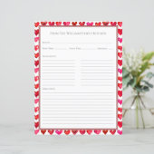Harten Rood Roze Witte Recept Papiervel (Staand voorkant)