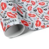 Harten, rood, zwart, lip prints, kus cadeaupapier (Rol Hoek)