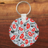 Harten, rood, zwart, lip prints, kus sleutelhanger (Voorkant)