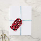 Harten, rood, zwart, wit cadeaulabel (Met Touw)