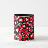 Harten, rood, zwart, wit mok (Midden)