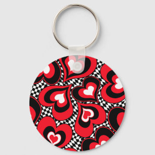 Harten, rood, zwart, wit sleutelhanger