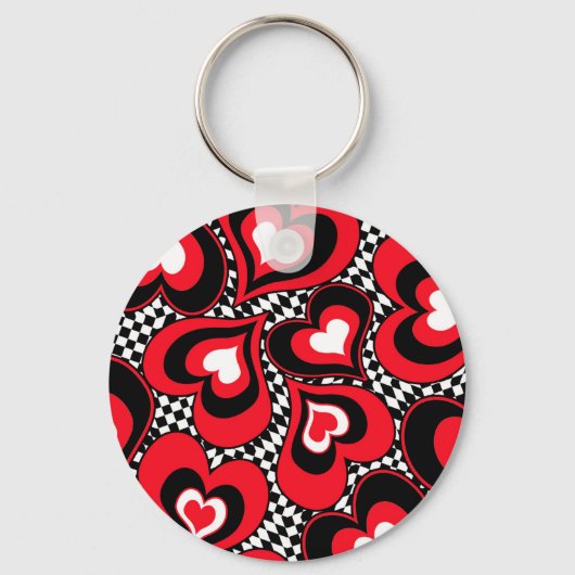 Harten, rood, zwart, wit sleutelhanger (Voorkant)