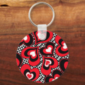 Harten, rood, zwart, wit sleutelhanger (Voorkant)