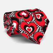 Harten, rood, zwart, wit stropdas (Opgerold)