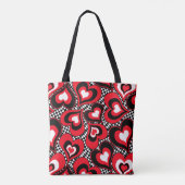 Harten, rood, zwart, wit tote bag (Achterkant)