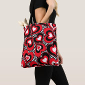 Harten, rood, zwart, wit tote bag (Dichtbij)
