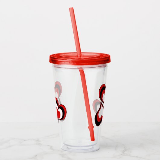 Harten, rood, zwart, wit, Valentijnsdag. Acryl Drinkbeker (Links)