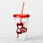 Harten, rood, zwart, wit, Valentijnsdag. Acryl Drinkbeker (Achterkant)