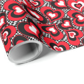 Harten, rood, zwart, wit, Valentijnsdag. Cadeaupapier (Rol Hoek)