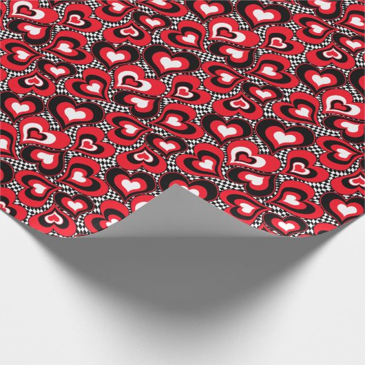 Harten, rood, zwart, wit, Valentijnsdag. Cadeaupapier (Hoek)