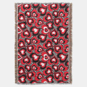 Harten, rood, zwart, wit, Valentijnsdag. Deken (Voorkant Verticaal)