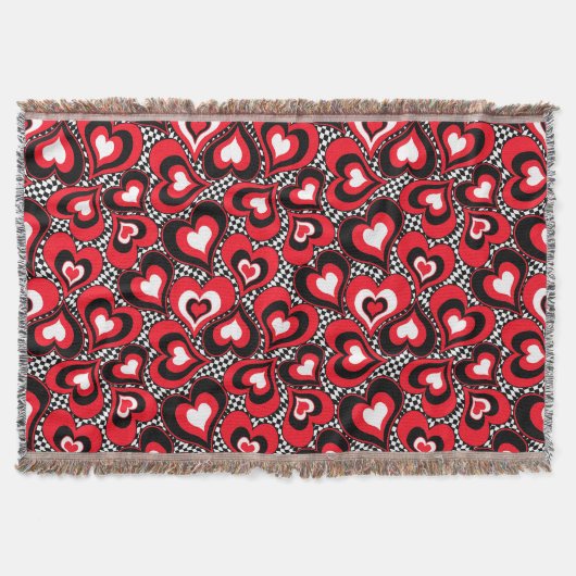 Harten, rood, zwart, wit, Valentijnsdag. Deken (Voorkant)