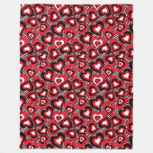 Harten, rood, zwart, wit, Valentijnsdag. Fleece Deken (Voorkant)