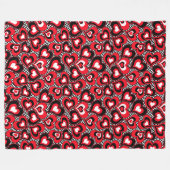 Harten, rood, zwart, wit, Valentijnsdag. Fleece Deken (Voorkant (Horizontaal))