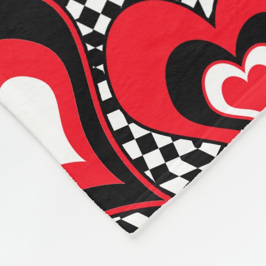 Harten, rood, zwart, wit, Valentijnsdag. Fleece Deken (Hoek)
