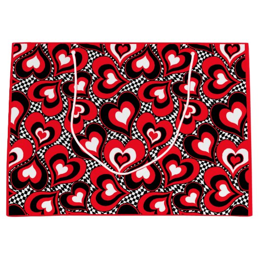 Harten, rood, zwart, wit, Valentijnsdag. Groot Groot Cadeauzakje (Voorkant)