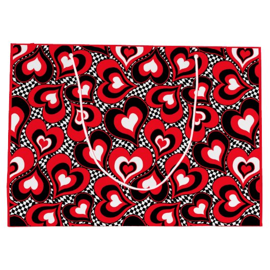Harten, rood, zwart, wit, Valentijnsdag. Groot Groot Cadeauzakje (Achterkant)