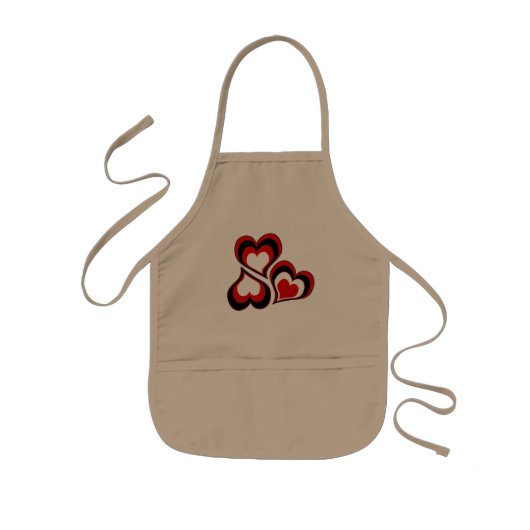 Harten, rood, zwart, wit, Valentijnsdag. Kinder Schort (Voorkant)