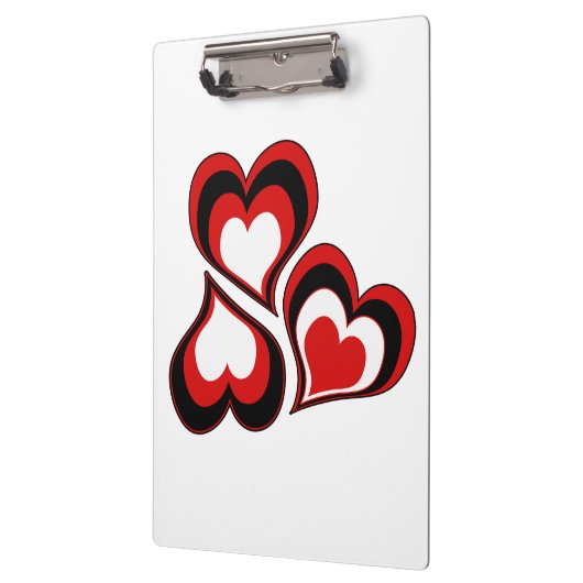 Harten, rood, zwart, wit, Valentijnsdag. Klembord (Links)