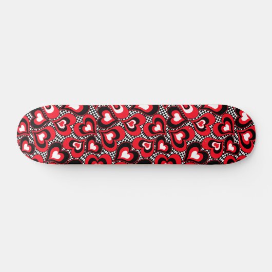 Harten, rood, zwart, wit, Valentijnsdag. Persoonlijk Skateboard (Horizontaal)