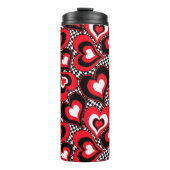 Harten, rood, zwart, wit, Valentijnsdag. Thermosbeker (Voorkant)