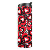 Harten, rood, zwart, wit, Valentijnsdag. Thermosbeker (Gedraaid links)