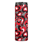 Harten, rood, zwart, wit, Valentijnsdag. Thermosbeker (Achterkant)