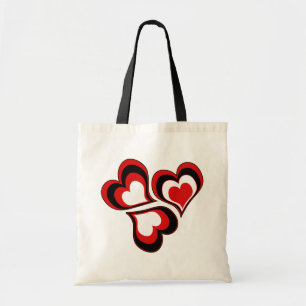 Harten, rood, zwart, wit, Valentijnsdag. Tote Bag