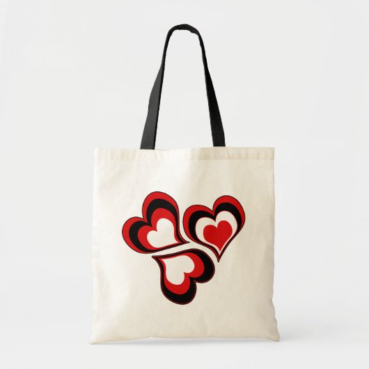 Harten, rood, zwart, wit, Valentijnsdag. Tote Bag (Voorkant)