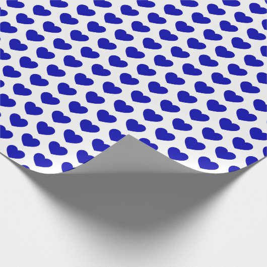 Harten, Royal Blue op White Wrapping Paper Cadeaupapier (Hoek)
