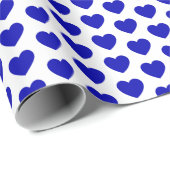 Harten, Royal Blue op White Wrapping Paper Cadeaupapier (Rol Hoek)