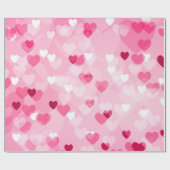 Harten - Roze Bokeh Hearts Cadeaupapier (Vlak)