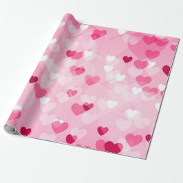 Harten - Roze Bokeh Hearts Cadeaupapier
