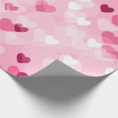 Harten - Roze Bokeh Hearts Cadeaupapier (Hoek)