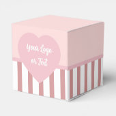 Harten - Roze en Wit met strepen Hart Venster Bedankdoosjes (Achterkant)