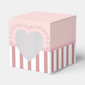 Harten - Roze en wit met strepen Hartvenster Bedankdoosjes (Voorkant Zijde)