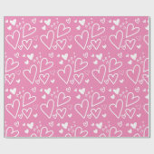 Harten Roze en Witte Valentijnse Cadeaupapier (Vlak)