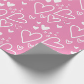 Harten Roze en Witte Valentijnse  Cadeaupapier (Hoek)